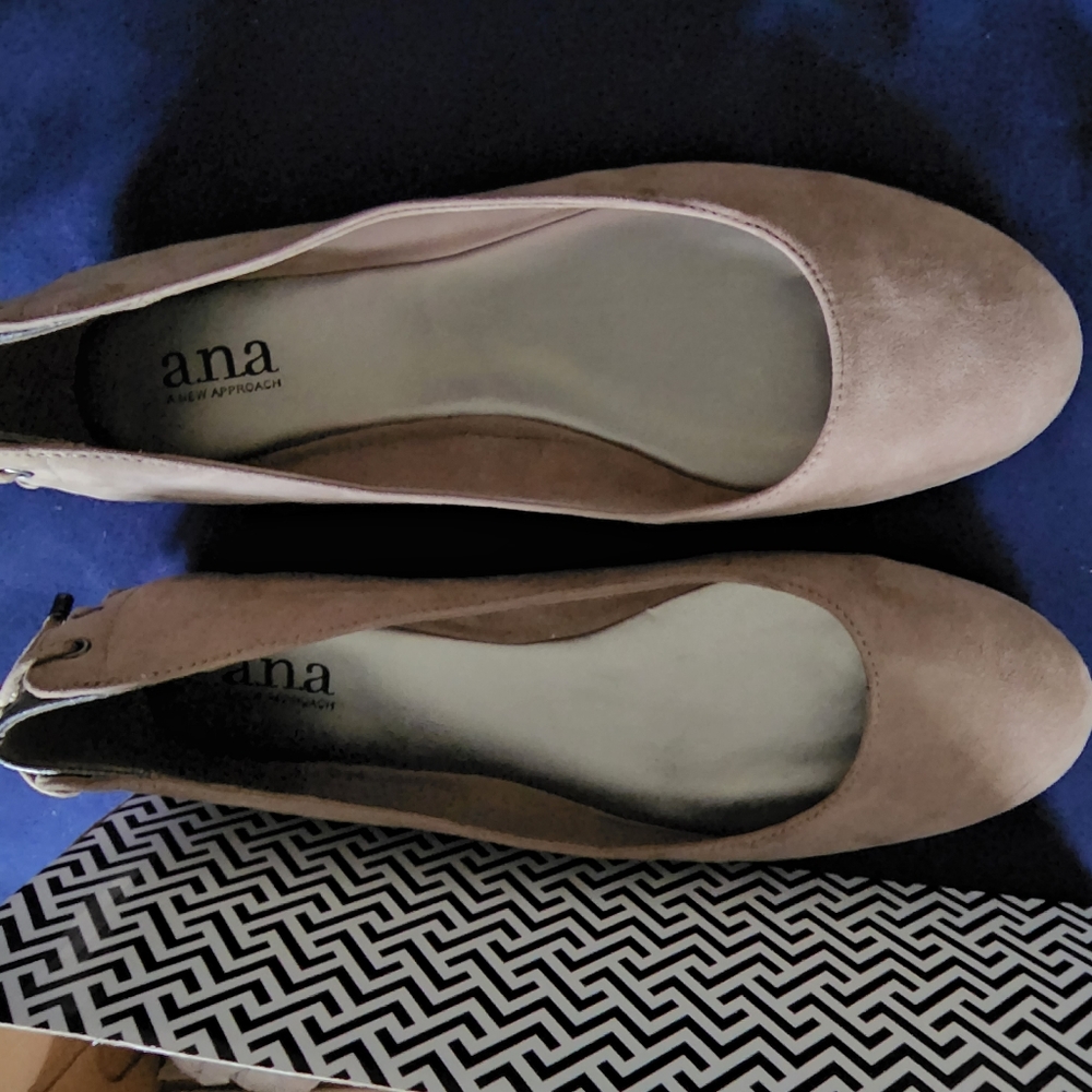 ANA Taupe Suede Lace-Up Ballet Flats Size 10 NWT Comfort Work Shoes